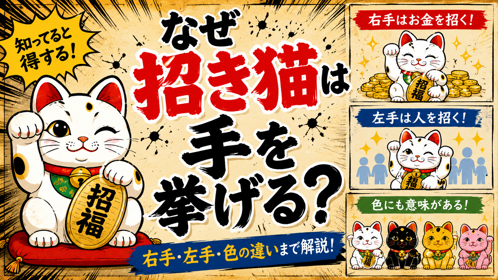 招き猫の意味とは｜右手・左手・色・小判のすべてを一枚で理解する